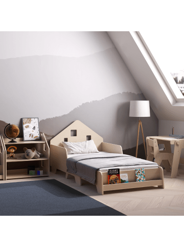 Hausbett mit LED-Beleuchtung in Natur 171.5 x 88 x 76.5 cm