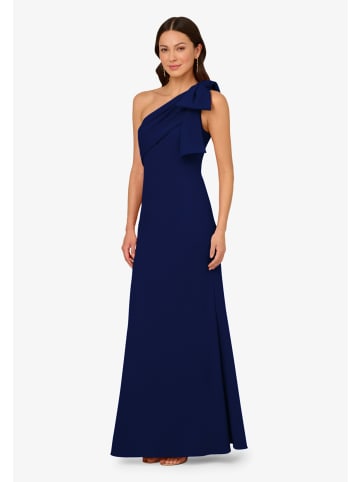 Langes Abendkleid Stretch Crepe Long Dress in Navy Sateen