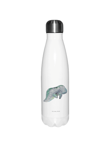 Wasserflasche Seekuh Chillen ohne Spruch in Weiß