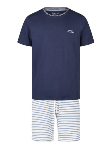 Pyjama Shorty in marine-weiss