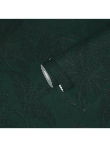 Tapete Botanical Whisper in Smaragd-Schwarz