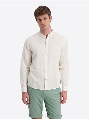 Langarm Hemd Stehkragen Knopfleiste Casual in Weiß
