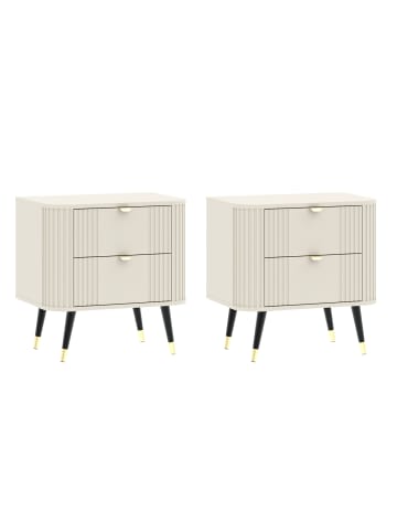 2er Set Nachtkonsole Onyx Kaschmir gold schwarz je 60 / 40 / 61cm