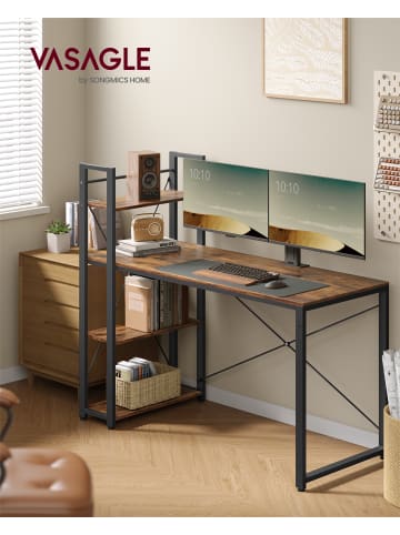 Schreibtisch Barnet in Tan-Schwarz - (B)60 x (H)120 x (T)137 cm