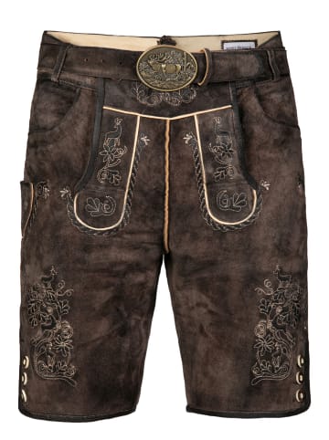 Kurze Trachtenlederhose Matze in dunkelbraun
