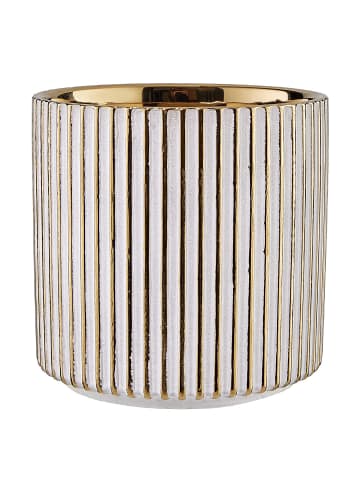 Butlers Blumentopf GOLDIE Streifen in Weiß / Gold