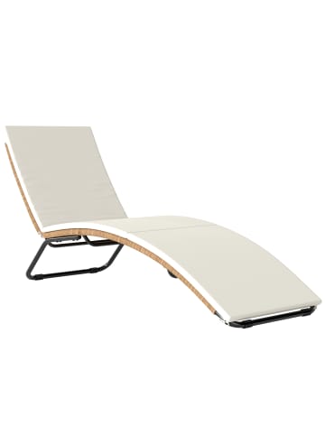 Rattan-Sonnenliege in Cremeweiß 175L x 57B x 80H cm