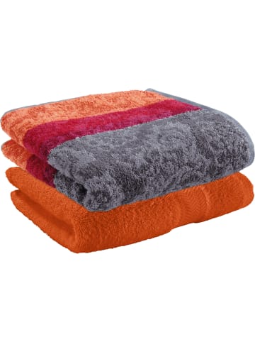 Jacquard Duschtuch-Set 2er-Pack Paisley in orange/grau