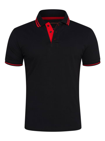 Poloshirt - RRCOLIMA Kurzarm Polo-Hemd T-Shirt in Schwarz-Rot