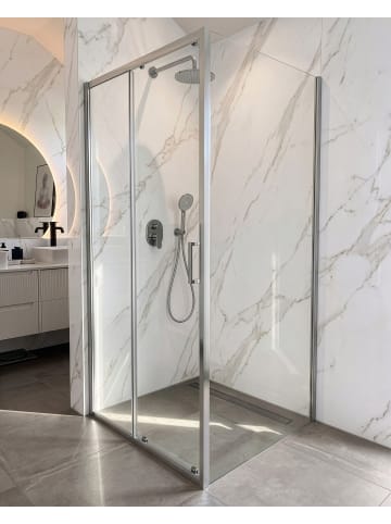 Duschkabine LANGUI in Silber - (W) 120 x (H) 190 x (L) 90 cm