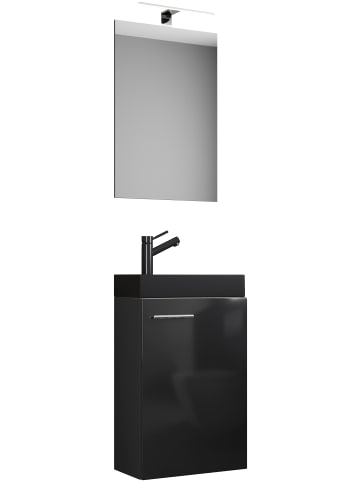 3tlg Waschtisch Slito SP Toilette schmal Schwarz in Schwarz