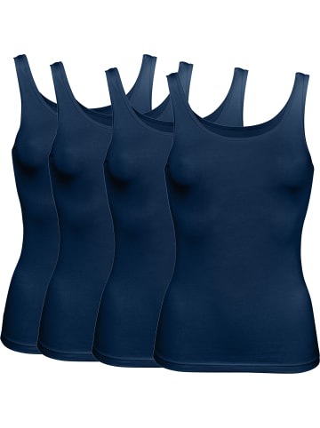 Baumwolle, Single-Jersey Unterhemd 4er-Pack in marine