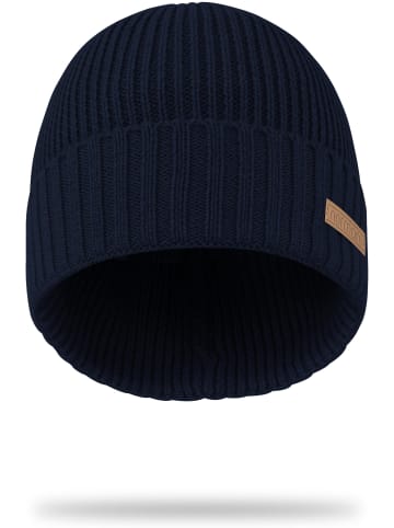 Merinowolle Winterset Mütze, Schal und Handschuhe Yuma in Navy