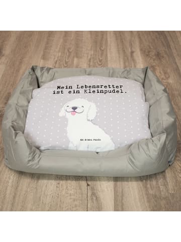 Hundekörbchen Kleinpudel Lebensretter mit Spruch in Grau Pastell