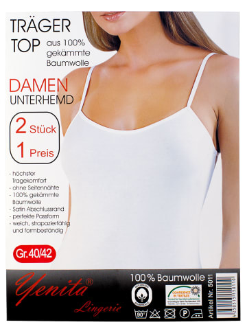 Tank Top 4er Set, mit Satinband-Einfassung in Weiss