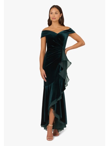 Langes Abendkleid Velvet Off The Shoulder Gown in Hunter