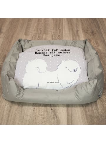 Hundebett Samojede Moment mit Spruch in Grau Pastell