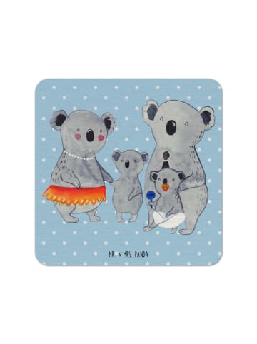 Tassenuntersetzer Koala Familie ohne Spruch in Blau Pastell