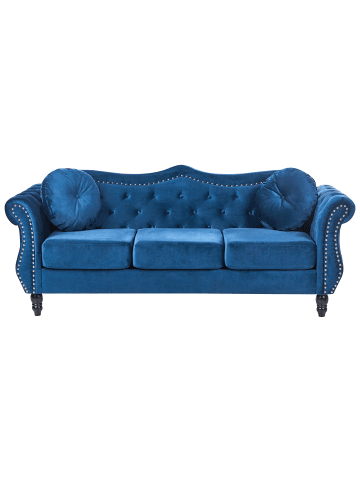 3-tlg 3-Sitzer Sofa SKIEN in Blau/Schwarz