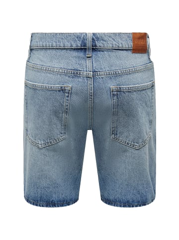 Shorts Denim Midi Bermuda Mid Waist Pants in Hellblau