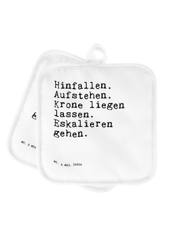 Topflappen Hinfallen. Aufstehen. Krone liegen..... in Weiß