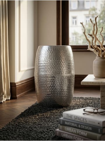 Beistelltisch 30x49,5x30cm Aluminium Silber Dekotisch orientalisch