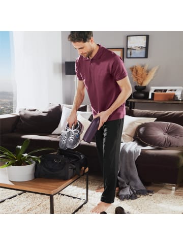 Microfaser Freizeithose, lang in schwarz