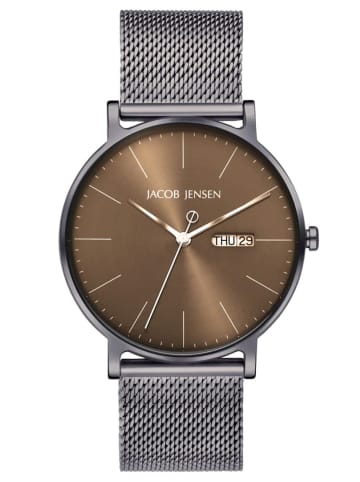 Herren-Quarzuhr Titan mit Meshband Mokka Braun / Silber
