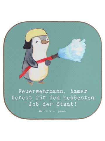 Glasuntersetzer Feuerwehrmann Held mit Spruch in Meeresbrise