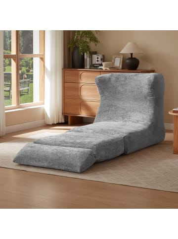Relaxsessel in Grau Chenille umwandelbar mit Liegefunktion für Wohnzimmer