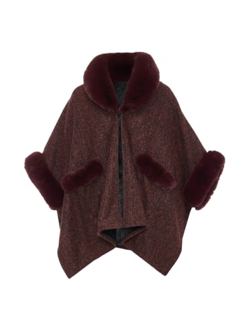 Damen Poncho in Weinrot