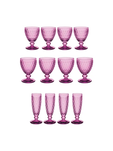 12er Set Wasser-, Wein- und Sektgläser Boston Coloured in Berry