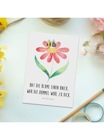 Grußkarte Hummel Blume mit Spruch in Weiß