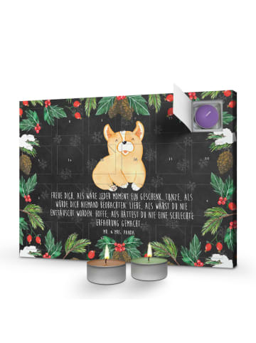 Adventskalender Corgie mit Spruch in Kreidetafel