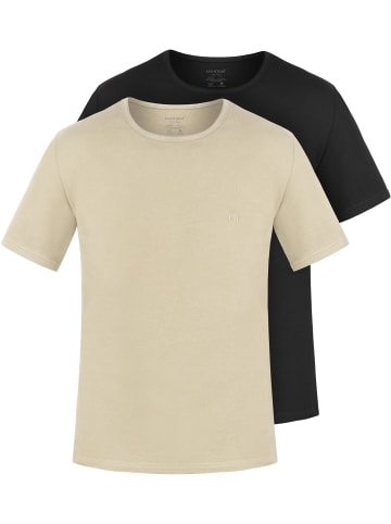 2er Set Herren T-Shirts aus Bio-Baumwolle Nyons in Beige/Schwarz