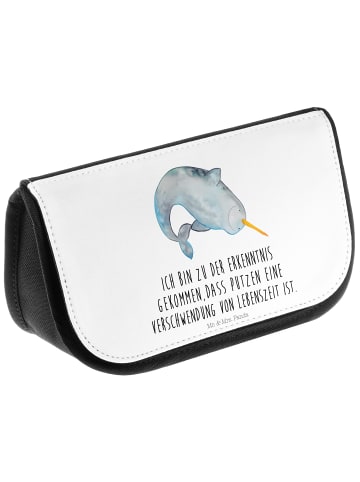 Kosmetiktasche Narwal mit Spruch in Weiß