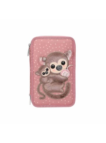 3-Fach Federtasche mit Affen-Applikation JUICY inkl. Stifte TOPModel
