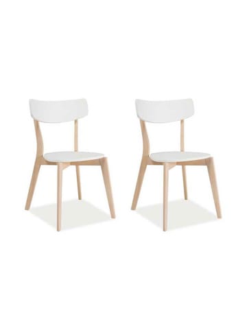 Esszimmerstuhl 2er Set Tibi weiß / Eiche 46 / 43 / 79cm