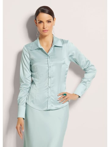 Hemdbluse mit glänzendem Finish in salbei