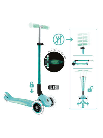 Scooter ELITE GLOW LIGHTS Roller in dunkelmint, mit Leuchtrollen und Glow-Effekt