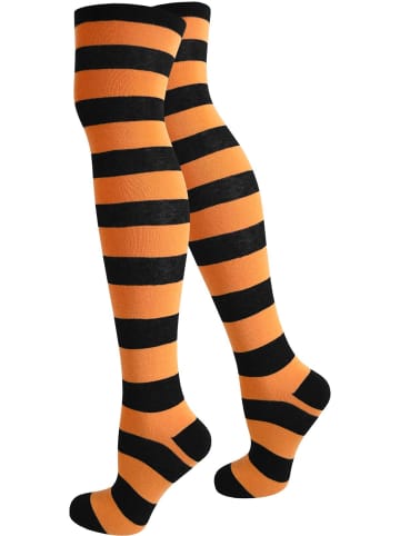 Overknees breite Ringel in Schwarz/Orange