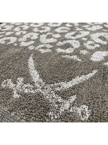 6-teilig, 100 % Baumwolle, Leo-Design in Taupe/Sand