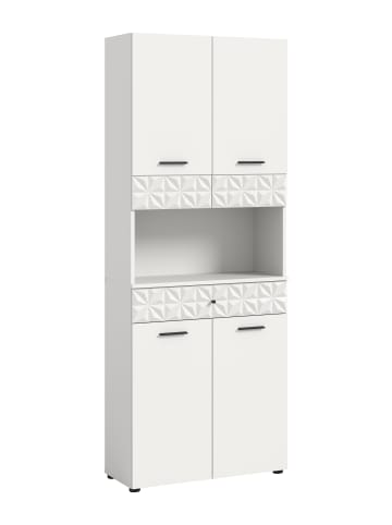 Hochschrank breit in weiß Melamin/weiß Melamin - (B) 70 x (H) 187 x (T) 34