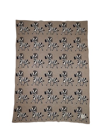 Babydecke Strick Zebra stone natural black