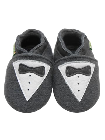 Graue Wollschuhe - Schleifenmuster