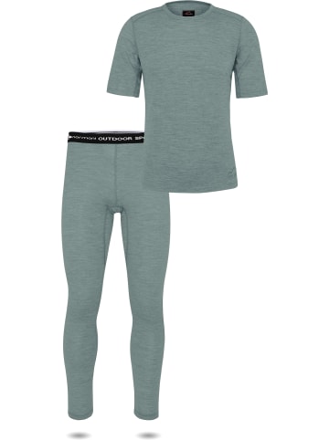 Herren Merino-Set T-Shirt und Unterhose in Blau