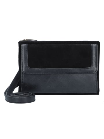 Seventies Suede Umhängetasche Leder 21 cm black