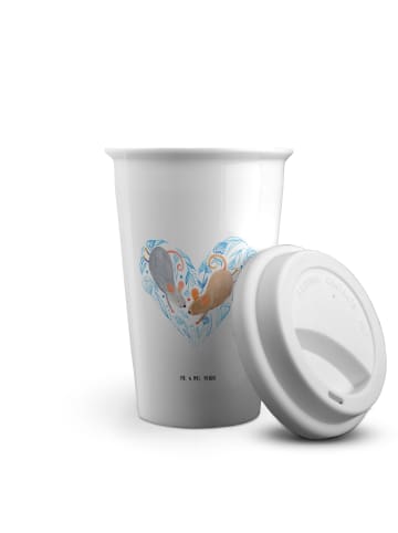 ToGo Kaffeebecher Mäuse Herz ohne Spruch in Weiß