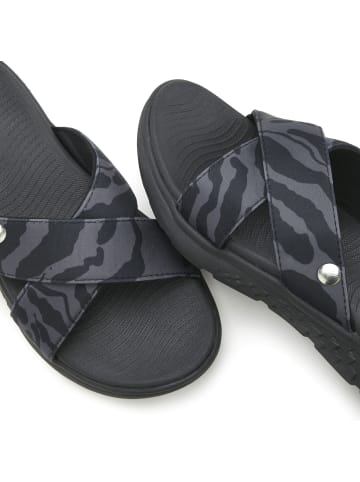 Badepantolette in schwarz / grau