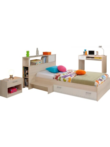 Kinderzimmer Set 4-tlg Schreibtisch Nachttisch Stauraumbett 90 x 200 cm